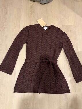 Sabo Skirt Brown Cable Knit Mini Dress with Belt